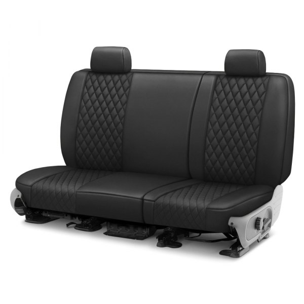  CalTrend® - Faux Leather Diamond Shield Quilted 2nd Row Black & Black Custom Seat Covers