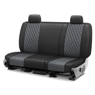 CalTrend® - Faux Leather Diamond Shield Quilted 2nd Row Black & Charcoal Custom Seat Covers