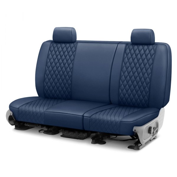  CalTrend® - Faux Leather Diamond Shield Quilted 2nd Row Blue Custom Seat Covers