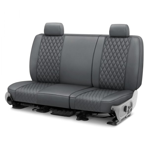  CalTrend® - Faux Leather Diamond Shield Quilted 2nd Row Charcoal Custom Seat Covers