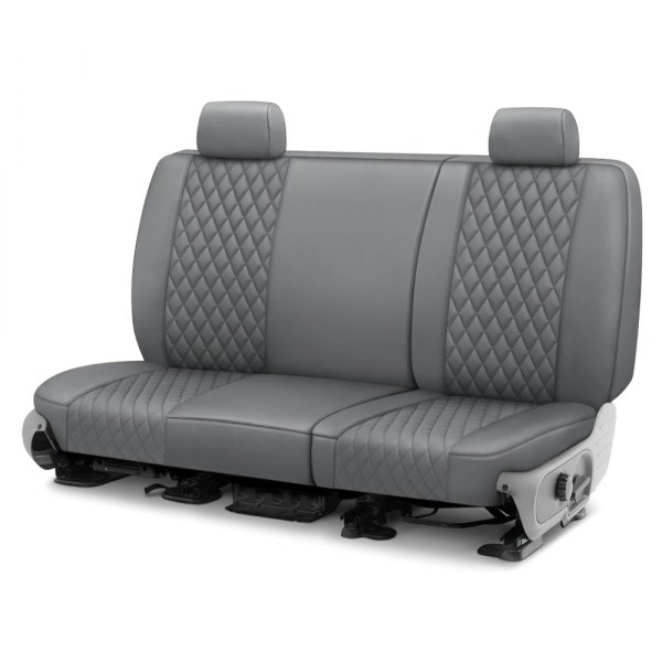  CalTrend® - Faux Leather Diamond Shield Quilted 2nd Row Light Gray Custom Seat Covers