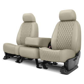 CalTrend® - Faux Leather Diamond Shield Quilted 1st Row Sandstone Custom Seat Covers