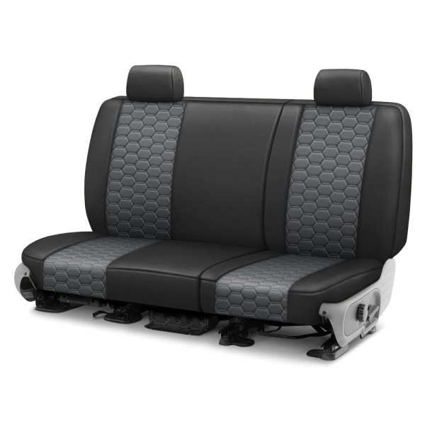  CalTrend® - Faux Leather Hex Quilted 2nd Row Black & Charcoal Custom Seat Covers