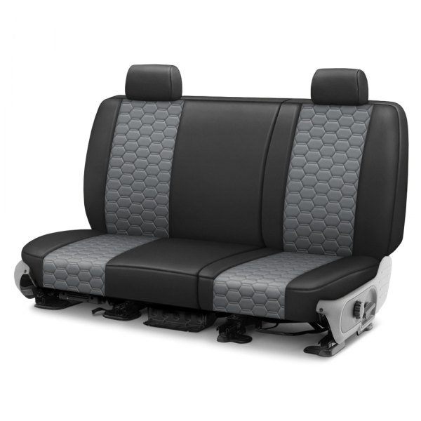  CalTrend® - Faux Leather Hex Quilted 2nd Row Black & Light Gray Custom Seat Covers