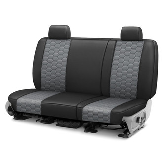 CalTrend® - Faux Leather Hex Quilted 2nd Row Black & Light Gray Custom Seat Covers