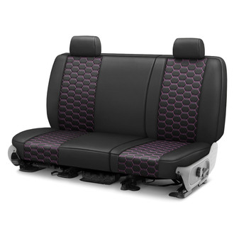 CalTrend® - Faux Leather Hex Quilted 2nd Row Black & Pink Stitching Custom Seat Covers