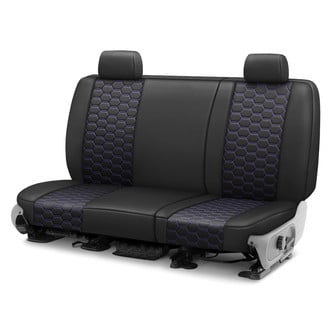 CalTrend® - Faux Leather Hex Quilted 2nd Row Black & Purple Stitching Custom Seat Covers