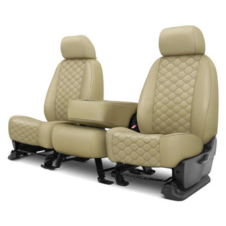 CalTrend® - Faux Leather Honeycomb Quilted 1st Row Beige Custom Seat Covers