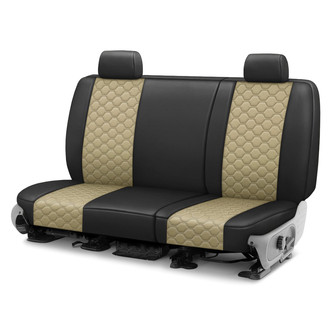 CalTrend® - Faux Leather Honeycomb Quilted 2nd Row Black & Beige Custom Seat Covers