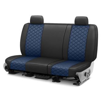 CalTrend® - Faux Leather Honeycomb Quilted 2nd Row Black & Blue Custom Seat Covers