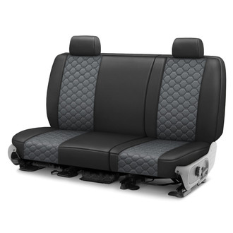 CalTrend® - Faux Leather Honeycomb Quilted 2nd Row Black & Charcoal Custom Seat Covers