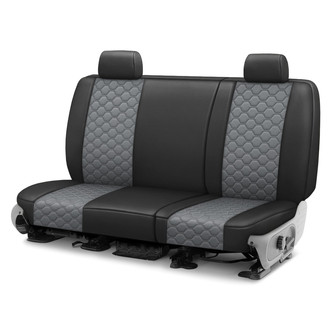 CalTrend® - Faux Leather Honeycomb Quilted 2nd Row Black & Light Gray Custom Seat Covers