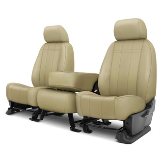 CalTrend® - Faux Leather Stretch Hex Quilted 1st Row Beige Custom Seat Covers