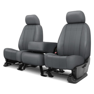CalTrend® - Faux Leather Stretch Hex Quilted 1st Row Charcoal Custom Seat Covers