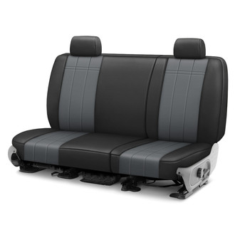CalTrend® - Faux Leather Stretch Hex Quilted 2nd Row Black & Charcoal Custom Seat Covers