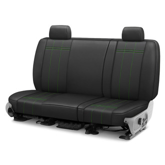 CalTrend® - Faux Leather Stretch Hex Quilted 2nd Row Black & Green Stitching Custom Seat Covers