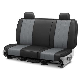CalTrend® - Faux Leather Stretch Hex Quilted 3rd Row Black & Light Gray Custom Seat Covers
