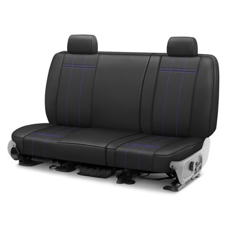CalTrend® - Faux Leather Stretch Hex Quilted 3rd Row Black & Purple Stitching Custom Seat Covers