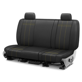 CalTrend® - Faux Leather Stretch Hex Quilted 2nd Row Black & Yellow Stitching Custom Seat Covers