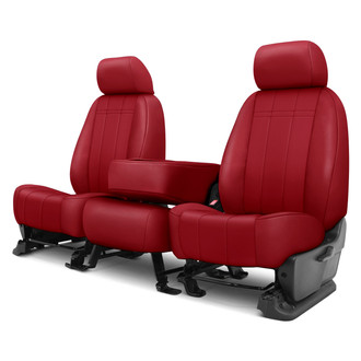 CalTrend® - Faux Leather Stretch Hex Quilted 1st Row Red Custom Seat Covers