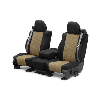 CalTrend® - Houndstooth Designers 1st Row Beige & Black Custom Seat Covers