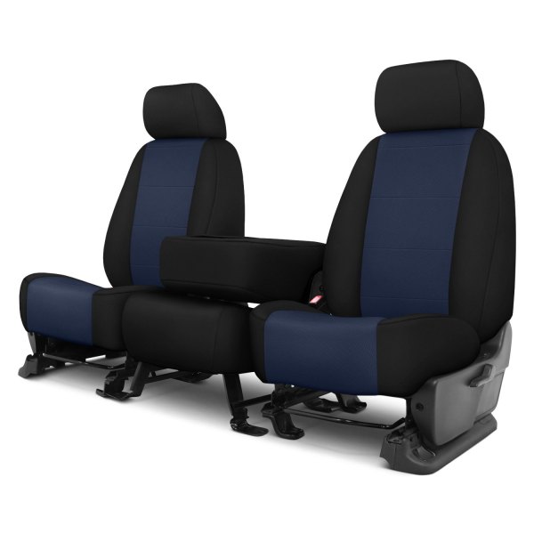  CalTrend® - I Can't Believe It's Not Leather Sport™ 1st Row Blue & Black Custom Seat Covers