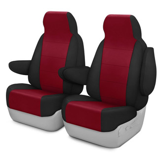 CalTrend® - I Can't Believe It's Not Leather Sport™ 1st Row Red & Black Custom Seat Covers