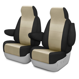 CalTrend® - I Can't Believe It's Not Leather Sport™ 1st Row Sandstone & Black Custom Seat Covers