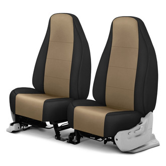 CalTrend® - I Can't Believe It's Not Leather Sport™ 1st Row Beige & Black Custom Seat Covers