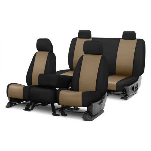 CalTrend® - I Can't Believe It's Not Leather Sport™ 1st Row Black & Black Custom Seat Covers