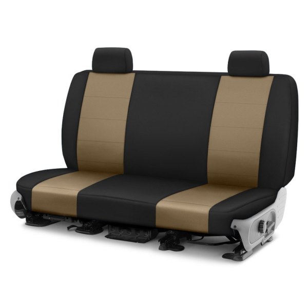  CalTrend® - I Can't Believe It's Not Leather Sport™ 2nd Row Beige & Black Custom Seat Covers