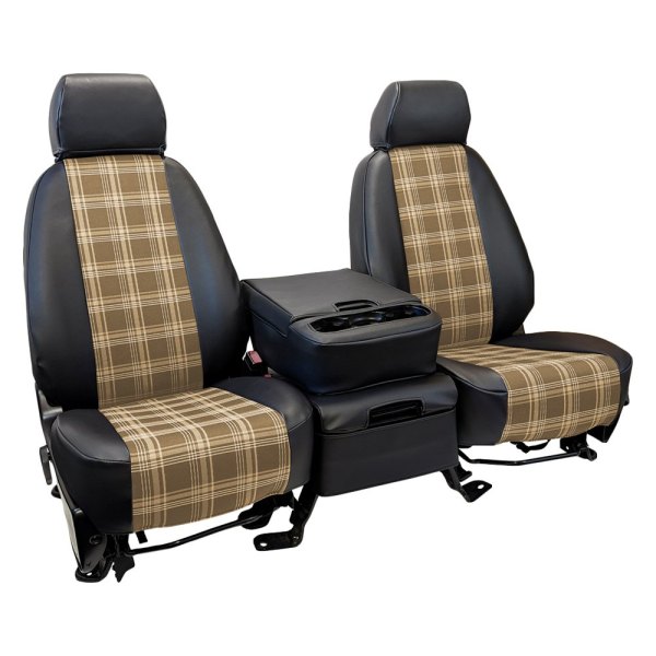  CalTrend® - Plaid 1st Row Beige & Black Custom Seat Covers