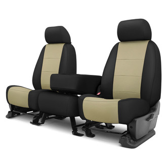 CalTrend® - Retro Weave 1st Row Black & Beige Custom Seat Covers