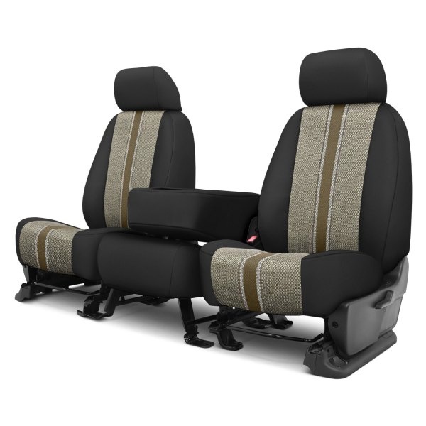  CalTrend® - Saddle Blanket 1st Row Black & Beige Custom Seat Covers