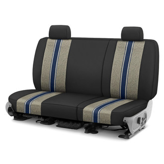 CalTrend® - Saddle Blanket 2nd Row Black & Blue Custom Seat Covers