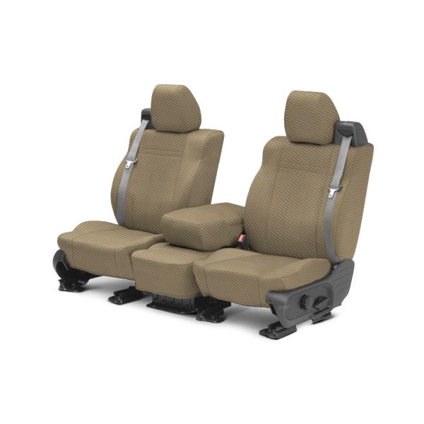  CalTrend® - Carbon Fiber 1st Row Beige Custom Seat Covers
