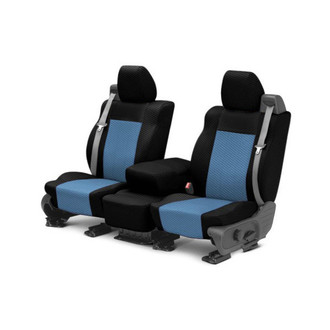 CalTrend® - Carbon Fiber 1st Row Black & Blue Custom Seat Covers