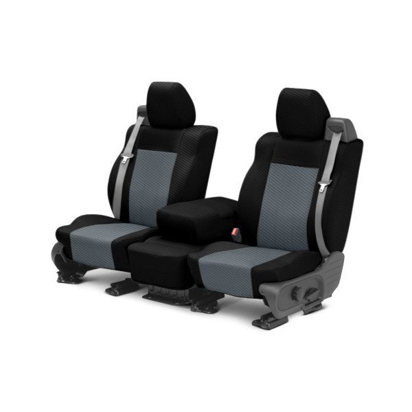  CalTrend® - Carbon Fiber 1st Row Black & Charcoal Custom Seat Covers