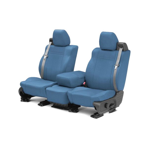  CalTrend® - Carbon Fiber 1st Row Blue Custom Seat Covers
