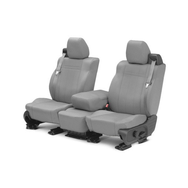  CalTrend® - Carbon Fiber 1st Row Light Gray Custom Seat Covers