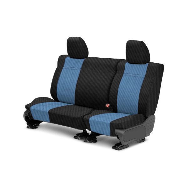  CalTrend® - Carbon Fiber 2nd Row Black & Blue Custom Seat Covers