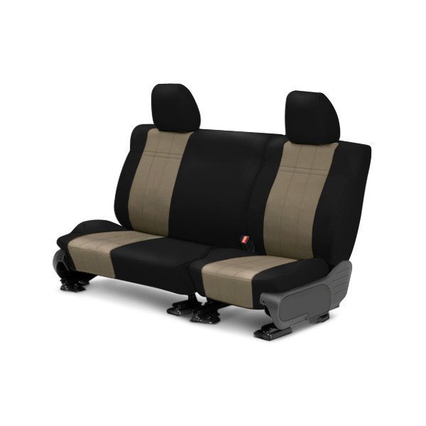  CalTrend® - I Can't Believe It's Not Leather™ 2nd Row Black & Beige Custom Seat Covers