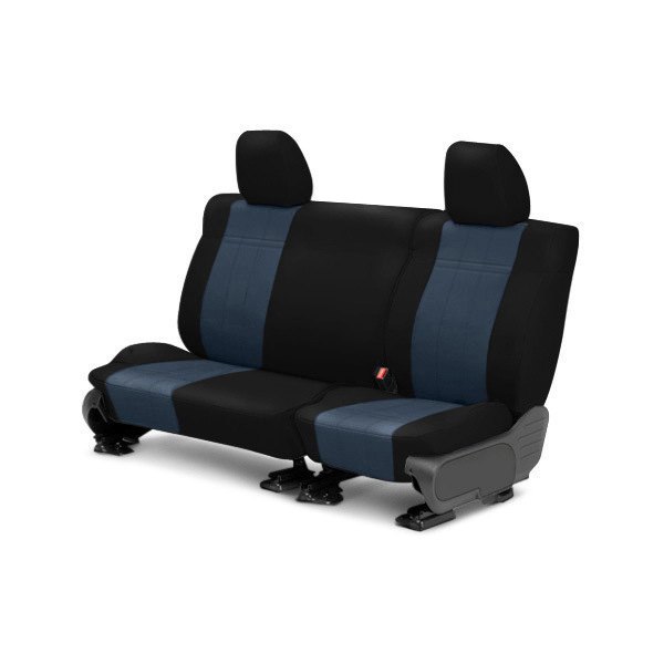  CalTrend® - I Can't Believe It's Not Leather™ 2nd Row Black & Blue Custom Seat Covers