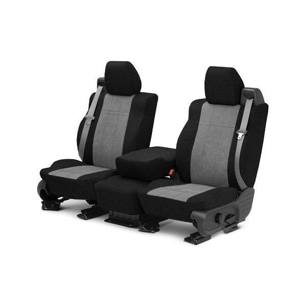  CalTrend® - MicroSuede 1st Row Black & Light Gray Custom Seat Covers