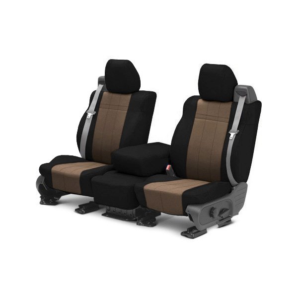  CalTrend® - SportsTex 1st Row Black & Beige Custom Seat Covers