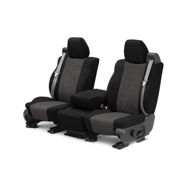  CalTrend® - SuperSuede 1st Row Black & Charcoal Custom Seat Covers