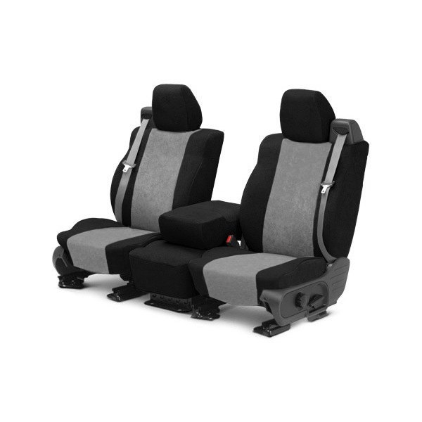  CalTrend® - SuperSuede 1st Row Black & Light Gray Custom Seat Covers