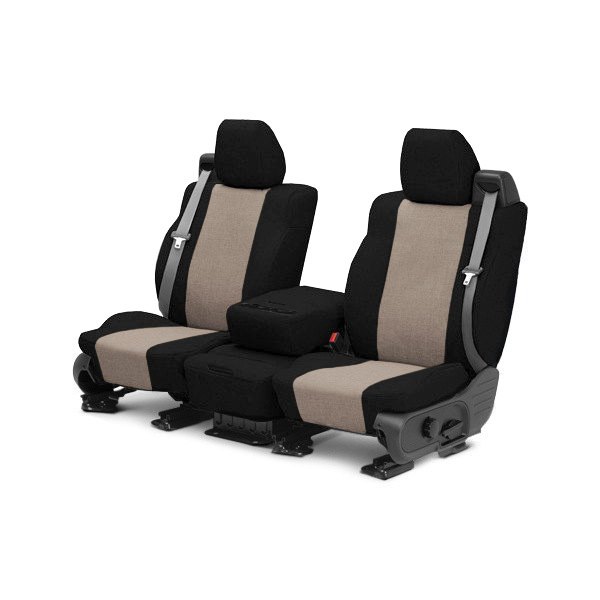  CalTrend® - Tweed 1st Row Black & Beige Custom Seat Covers