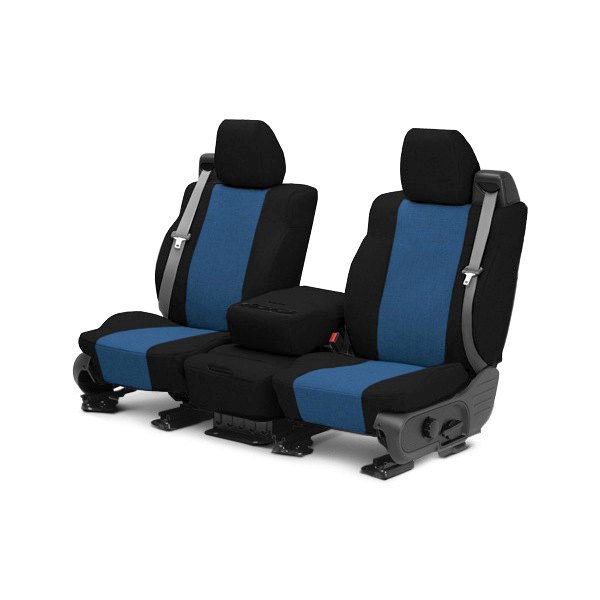  CalTrend® - Tweed 1st Row Black & Blue Custom Seat Covers