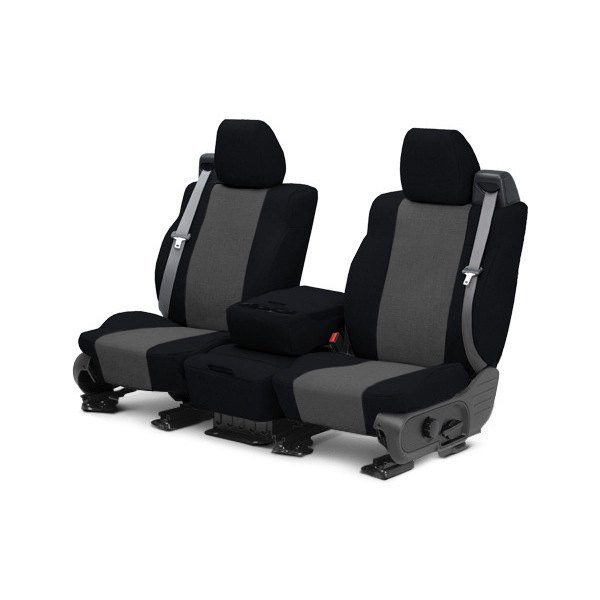  CalTrend® - Tweed 1st Row Black & Charcoal Custom Seat Covers
